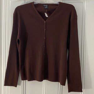 NY & Co Brown Button Down Cardigan Sweater